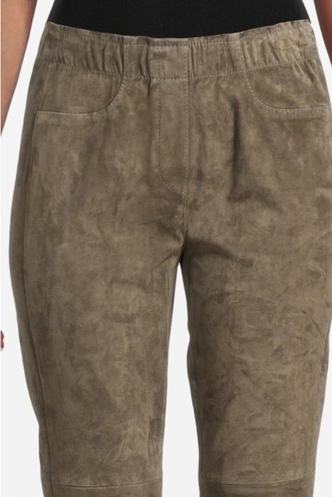 SUEDE BABYFLARE PANTS GREYISH KHAKI 4