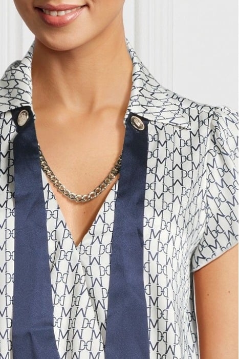 NEW MONOGRAM BLOUSE PALE PEARL BLUE COMB 4