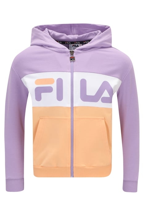 BAAR-EBENHAUSEN BLOCKED ZIP HOODY PEACH QUARTZ-VIOLA-BRIGHT 1
