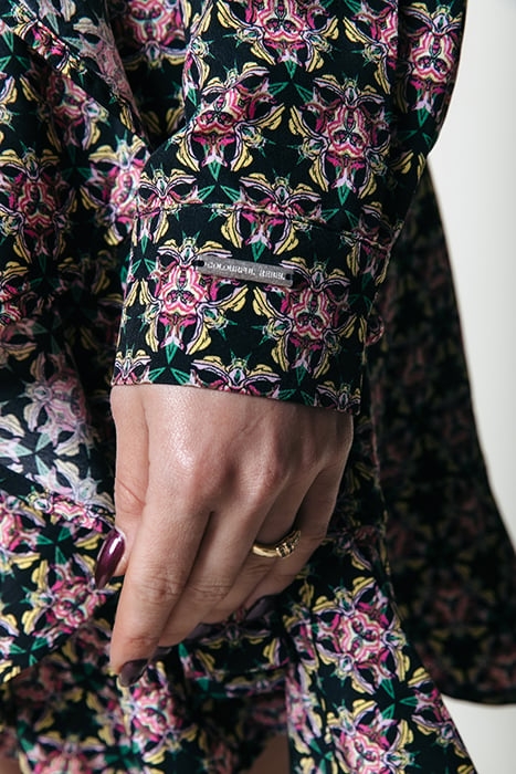 TELSI GRAPHIC FLOWER LONG SLEEVE WRAP DRESS LS CANDY PINK 5