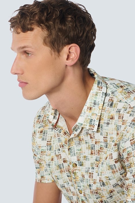 SHIRT SHORT SLEEVE ALLOVER PRINTED WITH LINEN GREEN 6