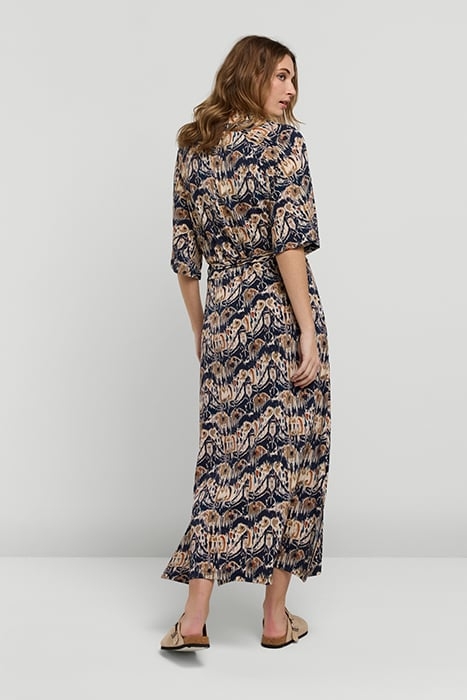DRESS POLO COLLAR FLOWY IKAT NIGHT SKY 2