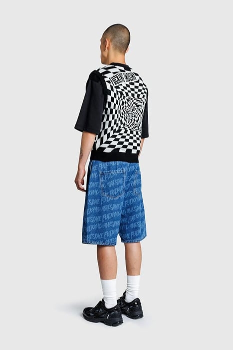 FUCKING AWESOME – BAGGY PLEATED DENIM LASER STAMP SHORTS BLU 3