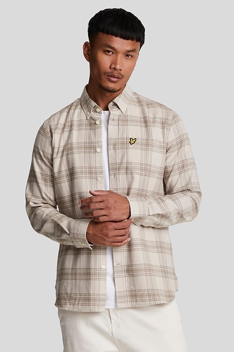 TONAL CHECK FLANNEL SHIRT LIGHT MIST/ HERITAGE TAUPE 1