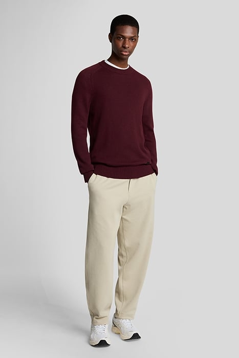 SADDLE SLEEVE CREW NECK JUMPER BURGUNDY HEATHER 3