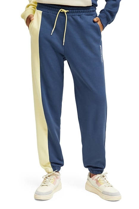 UNISEX ORGANIC COTTON COLOURBLOCK SWEATPANT STORM BLUE/GLOW 1
