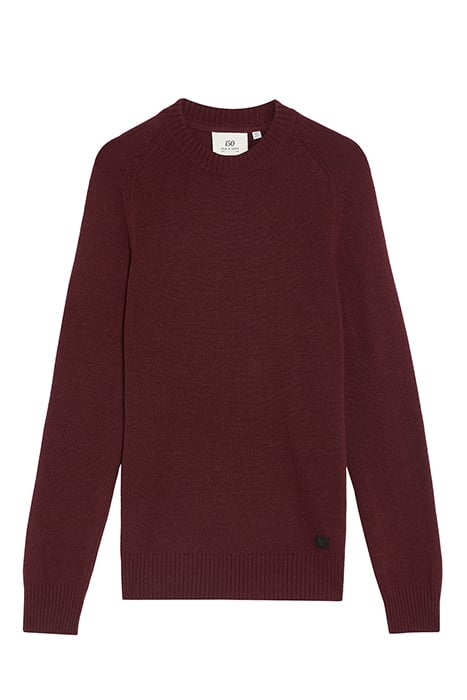 SADDLE SLEEVE CREW NECK JUMPER BURGUNDY HEATHER 4