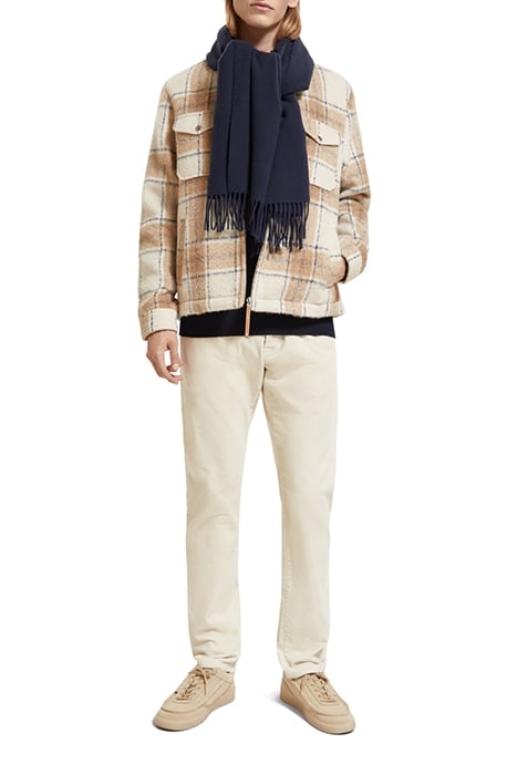 WOOL-BLEND ZIP-THRU CHECK OVERSHIRT OFFWHITE CAMEL CHECK 7
