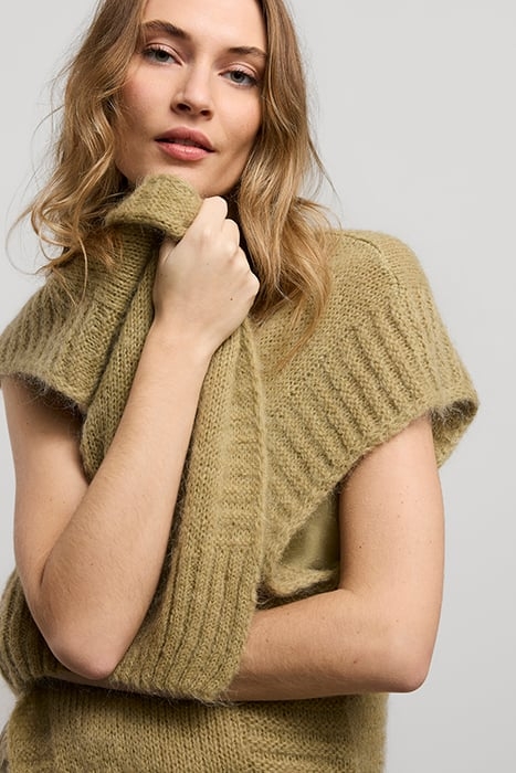 SLEEVELESS CARDIGAN MOHAIR BLEND KNIT GREEN LENTIL 3