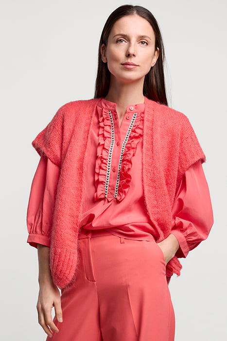 TOP RUFFLES LYOCELL COTTON BRIGHT CORAL 4