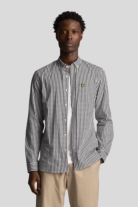 LS SLIM FIT GINGHAM SHIRT NAVY/WHITE 1