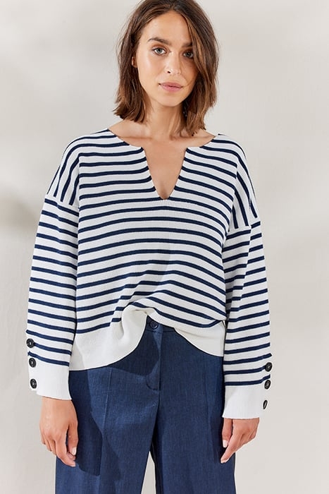 OVERSIZED SAILOR SWEATER NAUTICAL KNIT IVORY 1