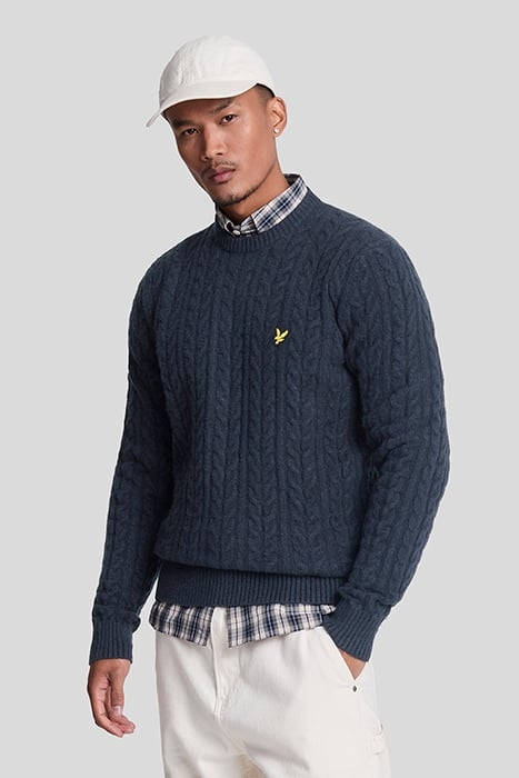 CABLE CREW NECK JUMPER DARK NAVY MARL 1