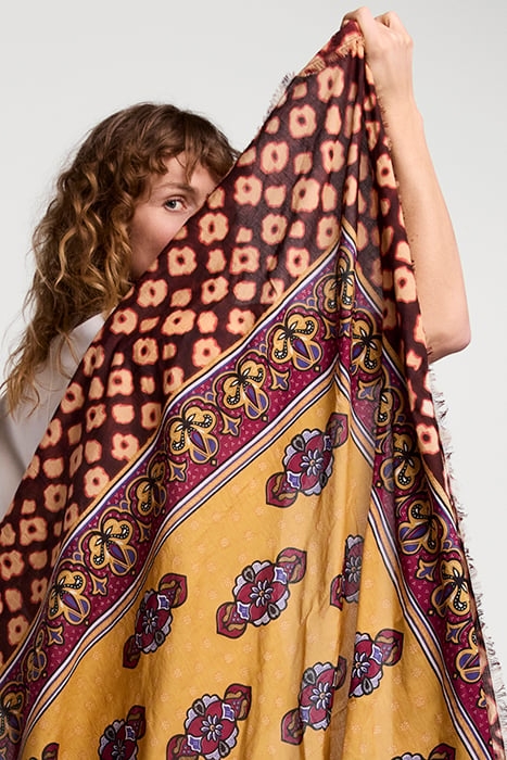 SCARF FLOWER MIX RED GRAPE 7