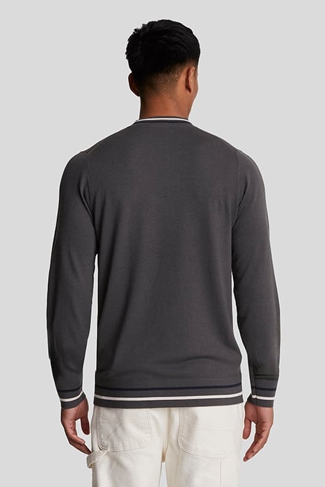 EMBROIDERED TIPPED CREW NECK JUMPER GUNMETAL 2