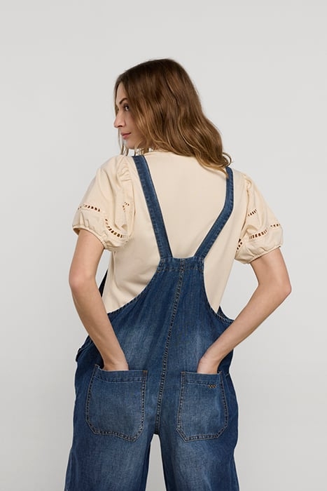 TOP SHORT SLEEVE BRODERIE ANGLAISE COMBO IVORY 2