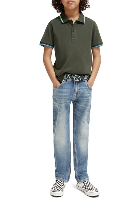 BOYS COTTON IN CONVERSION POLO WITH CONTRAST TIPPING FOREST 3