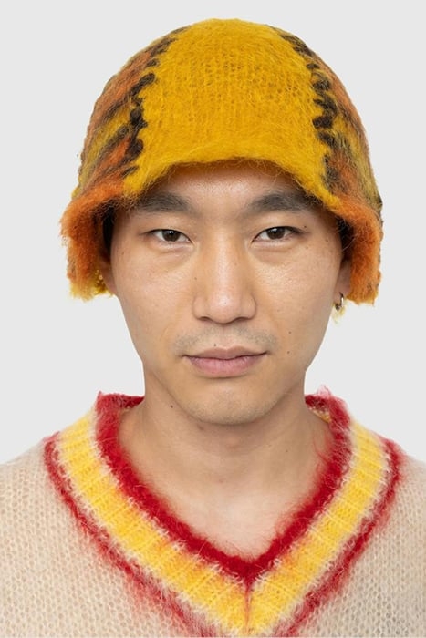 MARNI – UNISEX COLOR-BLOCK MOHAIR BEANIE ORANGE 2