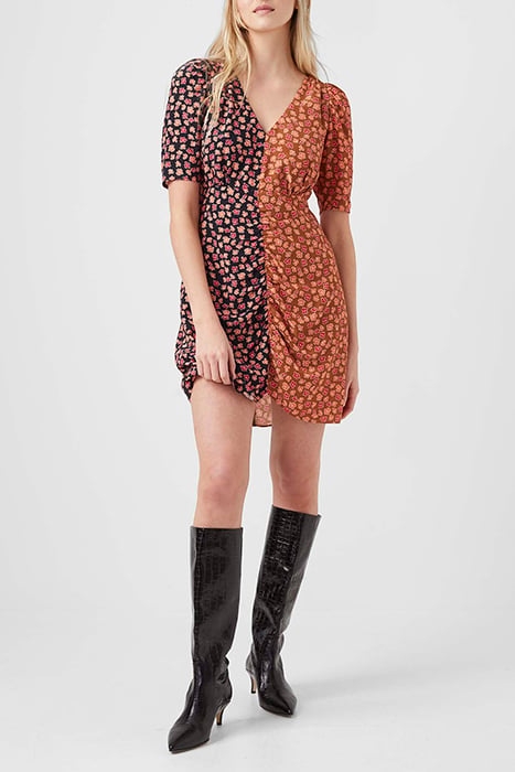 DAISYPETALS MIX DRAPE DRESS BLACK 2