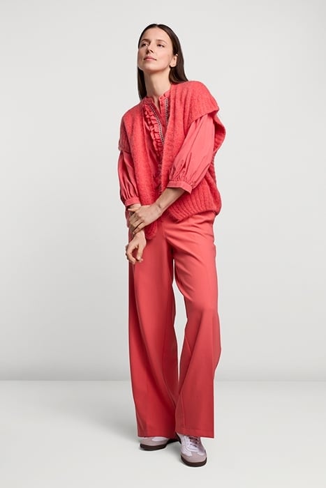 TOP RUFFLES LYOCELL COTTON BRIGHT CORAL 2