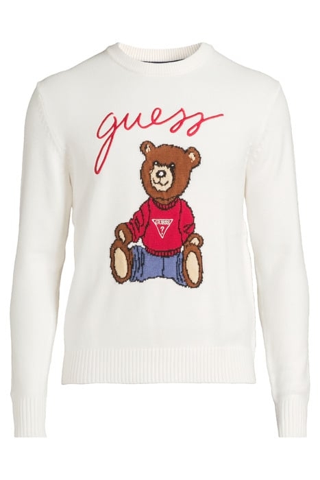 GUESS BEAR LS CN SWT SALT WHITE 3