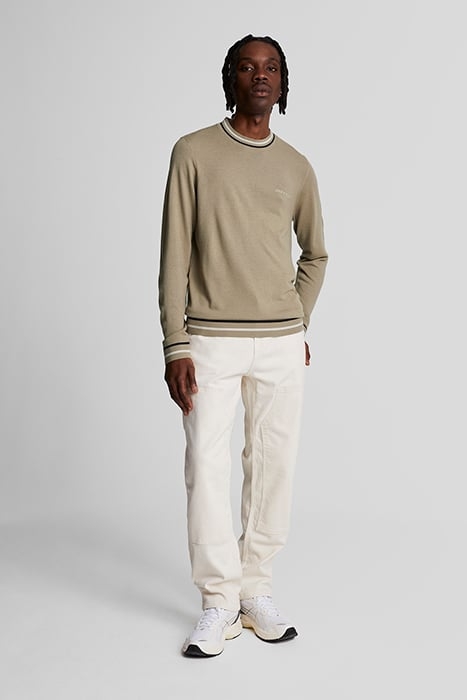 EMBROIDERED TIPPED CREW NECK JUMPER SAGE UNIFORM 3