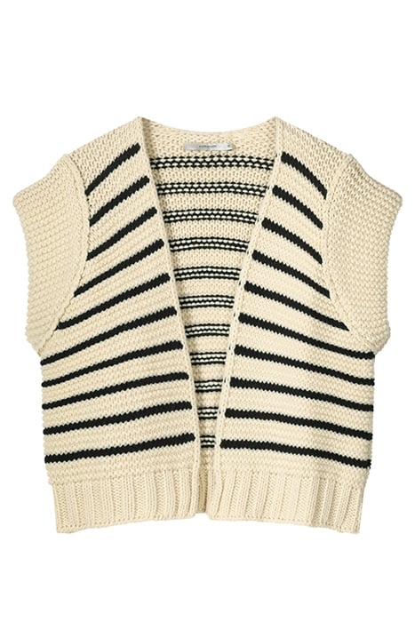 SLEEVELESS CARDIGAN CHUNKY RIBBLE KNIT IVORY 2