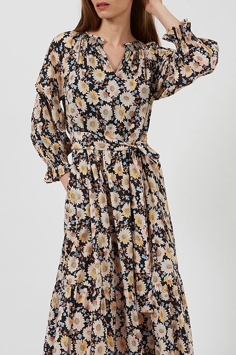 SUNFLOWER PRINT BELTED DRESS MISC. 3