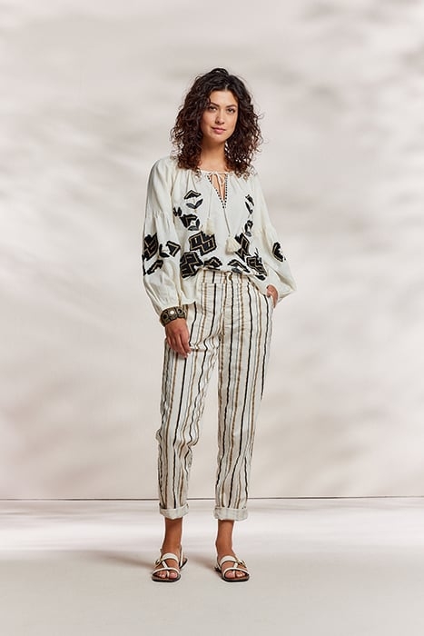 TOP LINNEN HEAVY EMBROIDERY IVORY 1