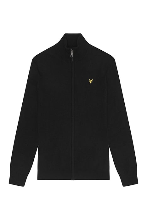 LAMBSWOOL BLEND ZIP THROUGH CARDIGAN JET BLACK MARL 1