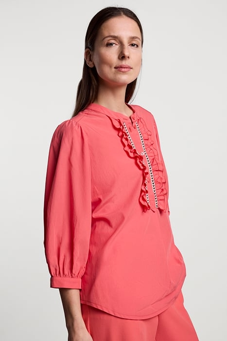 TOP RUFFLES LYOCELL COTTON BRIGHT CORAL 6