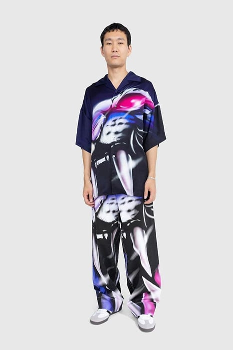 GERRIT JACOB – SATIN PRINTED SHIRT NAVY/LILAC 2