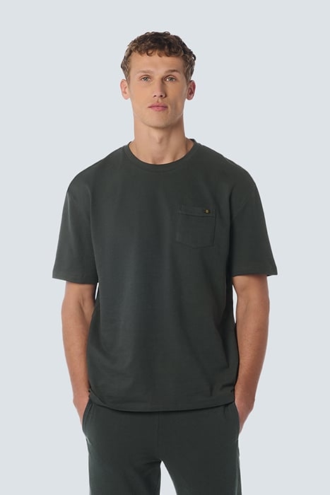 T-SHIRT CREWNECK SOLID JACQUARD SLUB DARK STEEL 1