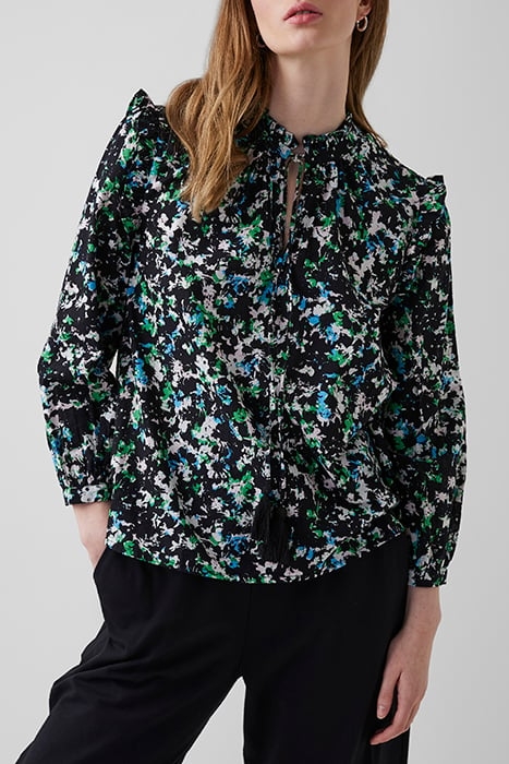 SUMMER MEADOW LS TIE NCK BLOUS GREEN 1