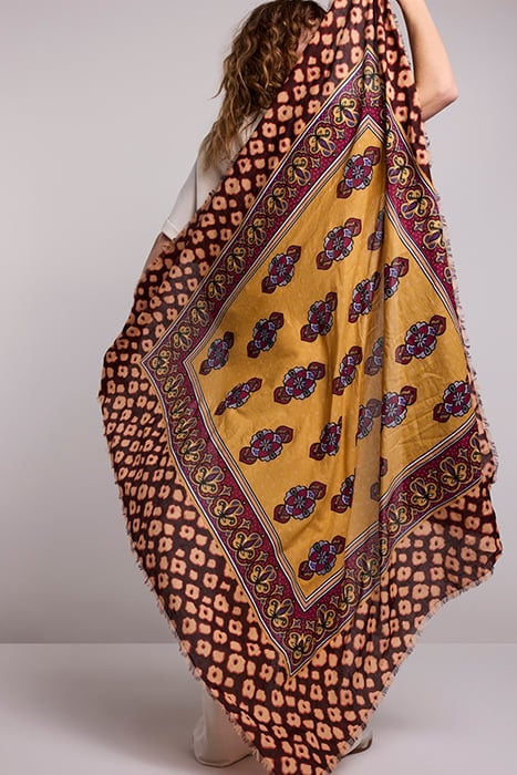 SCARF FLOWER MIX RED GRAPE 6