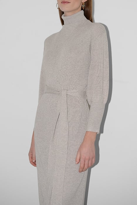 MABYN KNIT LS HIGH NK DRS BROWN 3