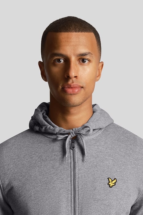 ZIP THROUGH HOODIE MID GREY MARL 5