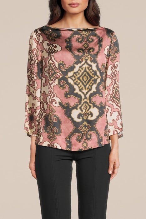 TOP FLARE SLEEVES ORNAMENT PRINT ANTIQUE PINK 1