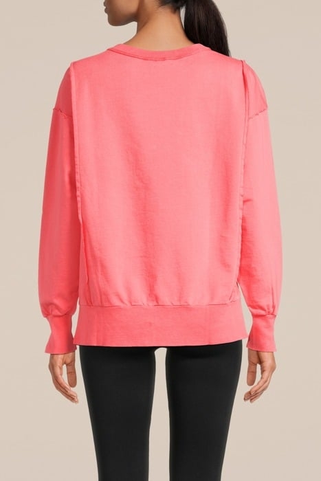 SWEAT TOP LONG SLEEVE GARMENT DYED SWEATER BRIGHT CORAL 2