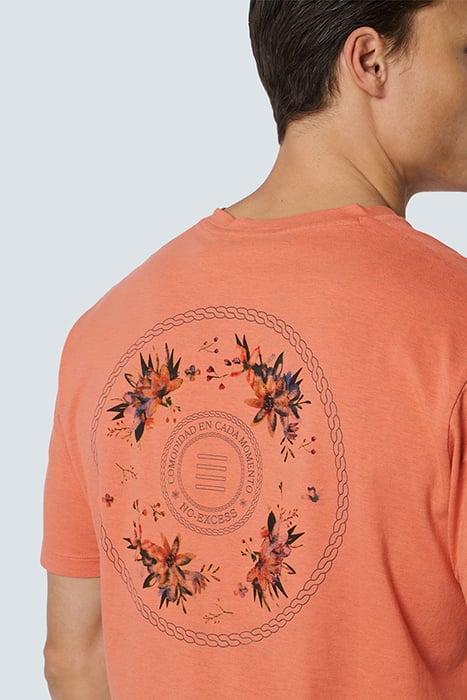 T-SHIRT V-NECK MELANGE GARMENT DYED PLACED PRINT MELON 6