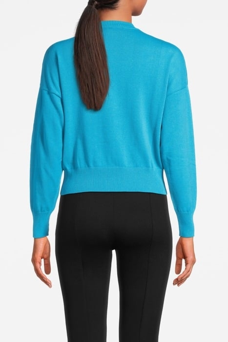 PEACE SYMBOL COTTON SWEATER BLUE 2