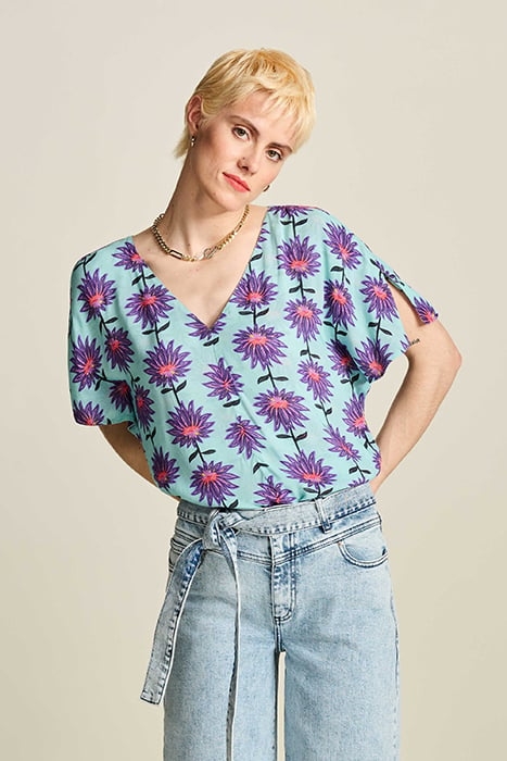 TOP - GEORGIE FLOWER AQUA 1