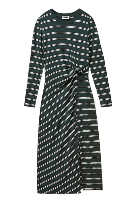 LS KNIT DRESS SCARAB/BLACK/WHITE STRIPE 3