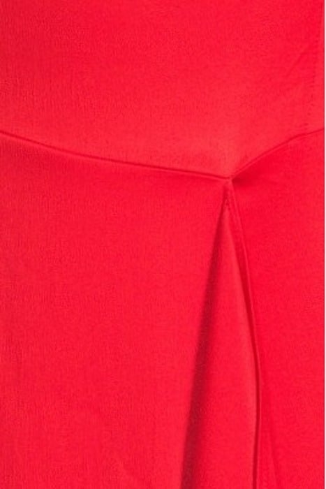 RUFFLE-TRIM ASYMMETRIC MIDI DRESS RED 5