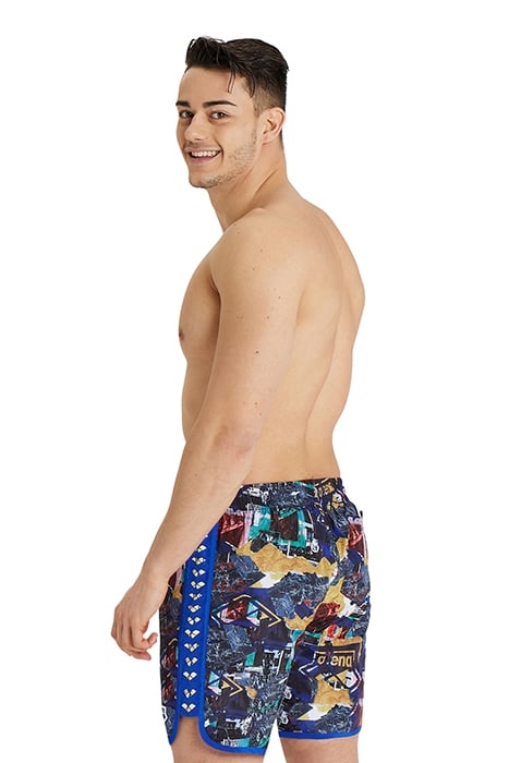 MEN'S ARENA ICONS BEACH BOXER ALLOVER NEON BLUE MULTI-NEON B 2