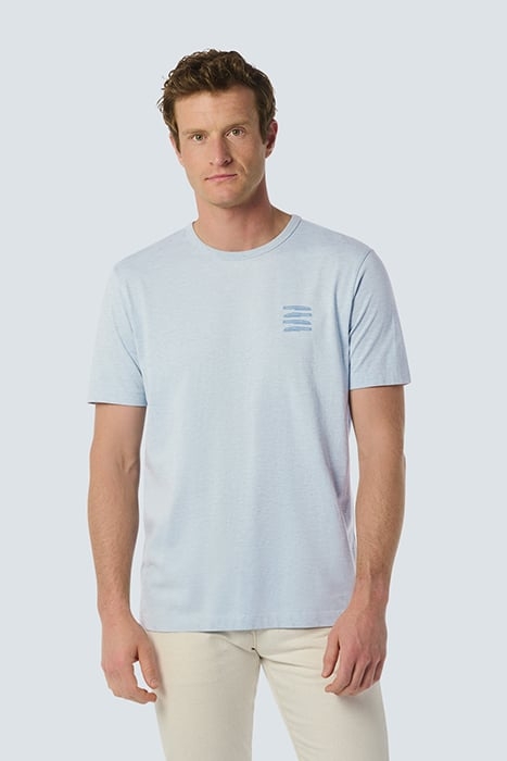 T-SHIRT CREWNECK PLACED PRINTS GARMENT DYED MELANGE SKY 1