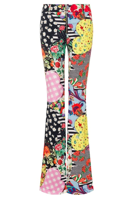 PATCHWORK PRINT FLARE TROUSERS MULTICOLOR 3