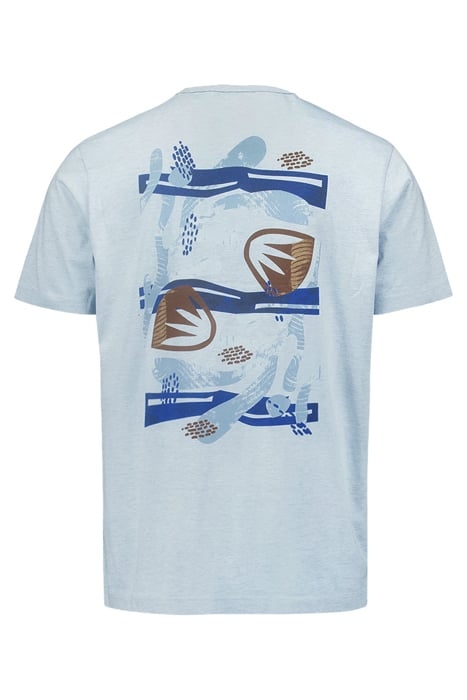 T-SHIRT CREWNECK PLACED PRINTS GARMENT DYED MELANGE SKY 5