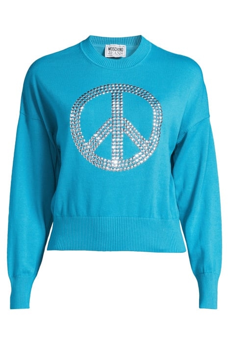 PEACE SYMBOL COTTON SWEATER BLUE 3