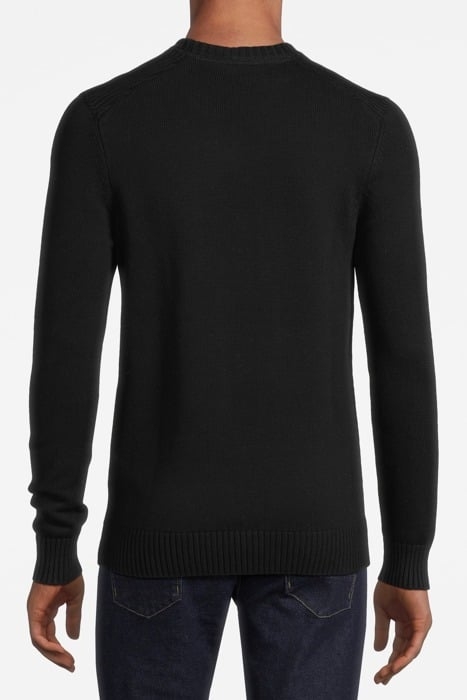 SHOULDER DETAIL CREW NECK KNIT JUMPER JET BLACK 2